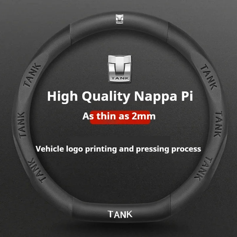 GWM Tank Suede Steering Wheel Cover - D Shape / Black (Style E)