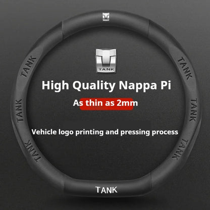 GWM Tank Suede Steering Wheel Cover - D Shape / Black (Style E)