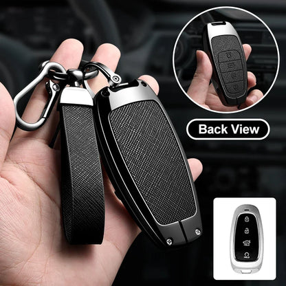 Zinc Alloy Leather Key Cover for Hyundai Santa Fe Tucson Solaris