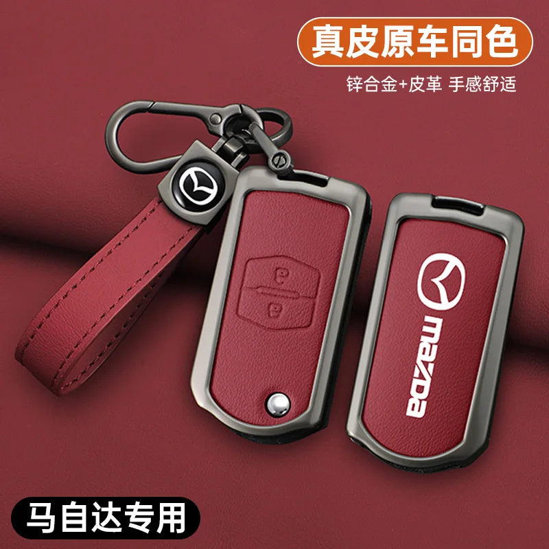 Genuine Leather Flip Key Case Cover for Mazda 2 3 5 6 8 CX5 CX7 CX9