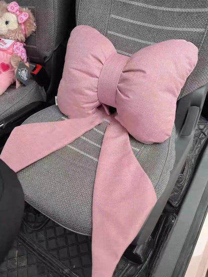 Butterfly Bow Tie Cotton Linen Car Neck Pillow Head Restraint