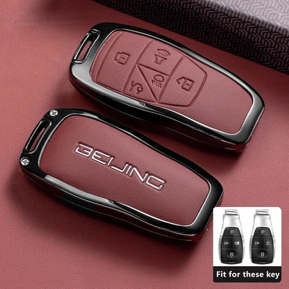 BAIC Leather Key Case - Style4-Red-1PC