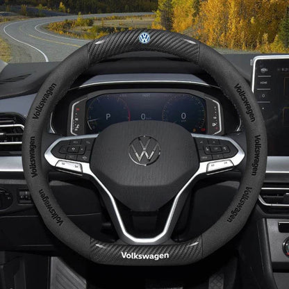 Volkswagen Non-Slip Breathable Carbon Fiber Leather Steering Wheel Cover - D-F