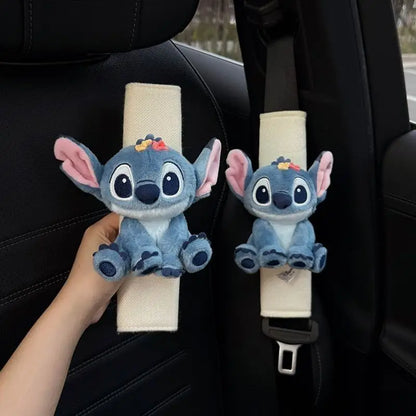 Stitch Car Seat Belt Shoulder Pads with Cute Doll Decoration