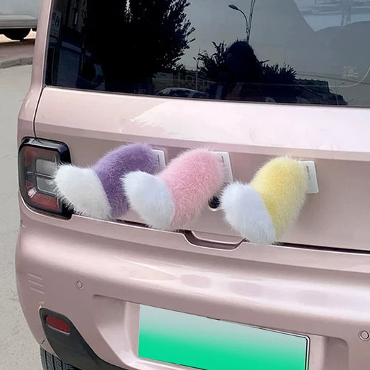 Electric Fluffy Fox Tail Vehicle Ornament