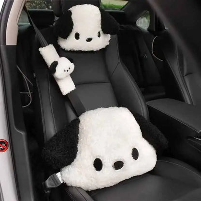 Puppy Plush Car Lumbar Pillow and Headrest Support Cushion