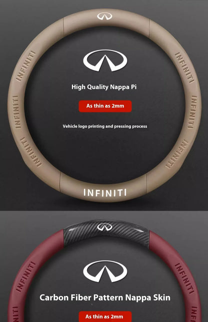 Infiniti Carbon Fiber Leather Steering Wheel Cover - O Leather Red