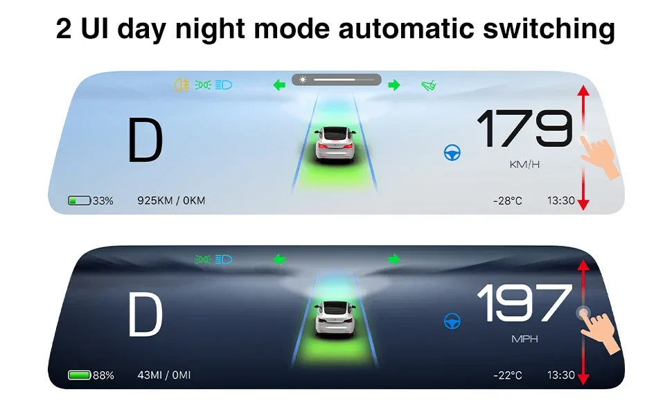9.6" Tesla HUD Display with CarPlay & Android Auto - 