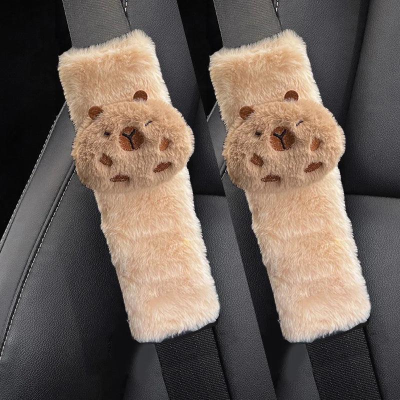 Capybara Plush Car Seat Belt Cover Universal Auto Safety Shoulder Pad