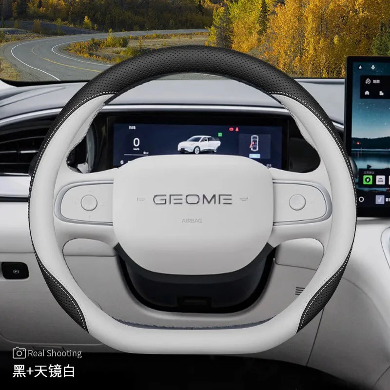 Geely EX2 Nappa Leather Steering Wheel Cover – 34 cm - Double D Style 5