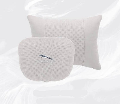 Breathable Suede Car Neck Pillow for Jaguar XE, XJ, XF, E-Pace, XJL & More - headrest 1pc black