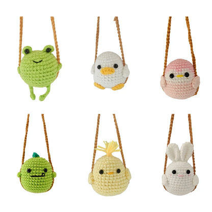 Crochet Animal Swing Car Mirror Pendant