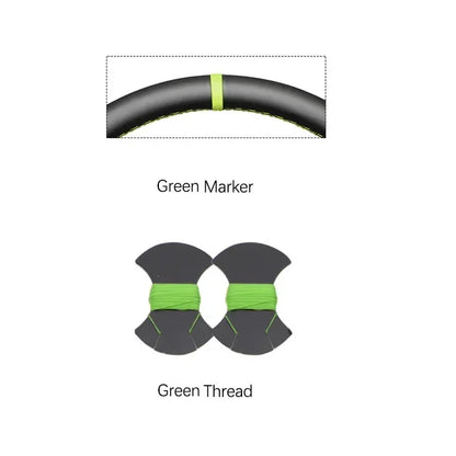 GMC Hand-Stitched Steering Wheel Cover - Round Shape / Green Marker