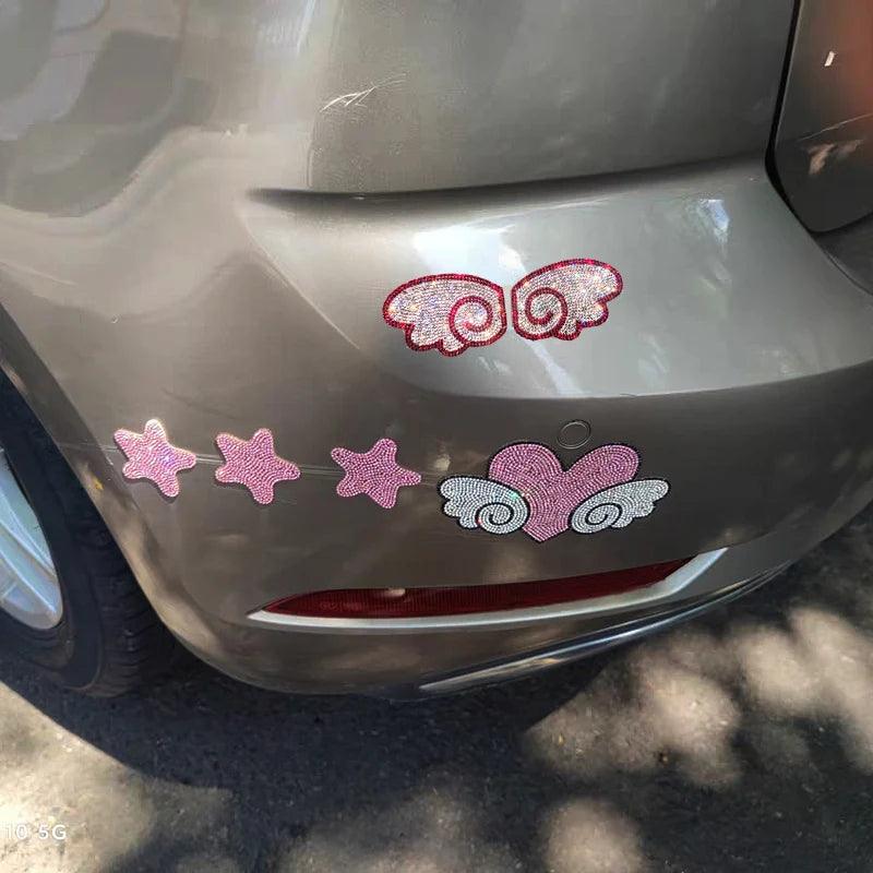 Diamond Bling Love Wings Car Decal Sticker - Scratch Cover Auto Body
