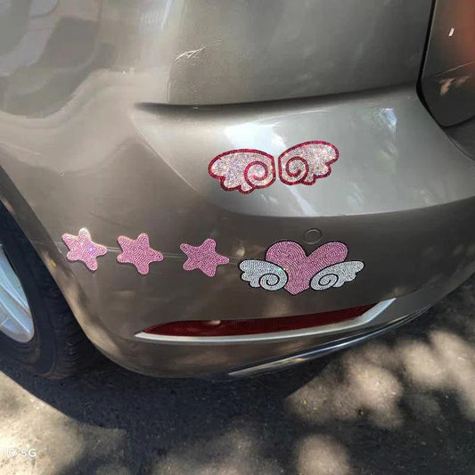 Diamond Bling Love Wings Car Decal Sticker - Scratch Cover Auto Body