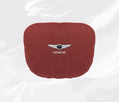 Suede Car Neck Pillow & Lumbar Support for Genesis G80, GV70, GV80, G90 & More - headrest 1pc white