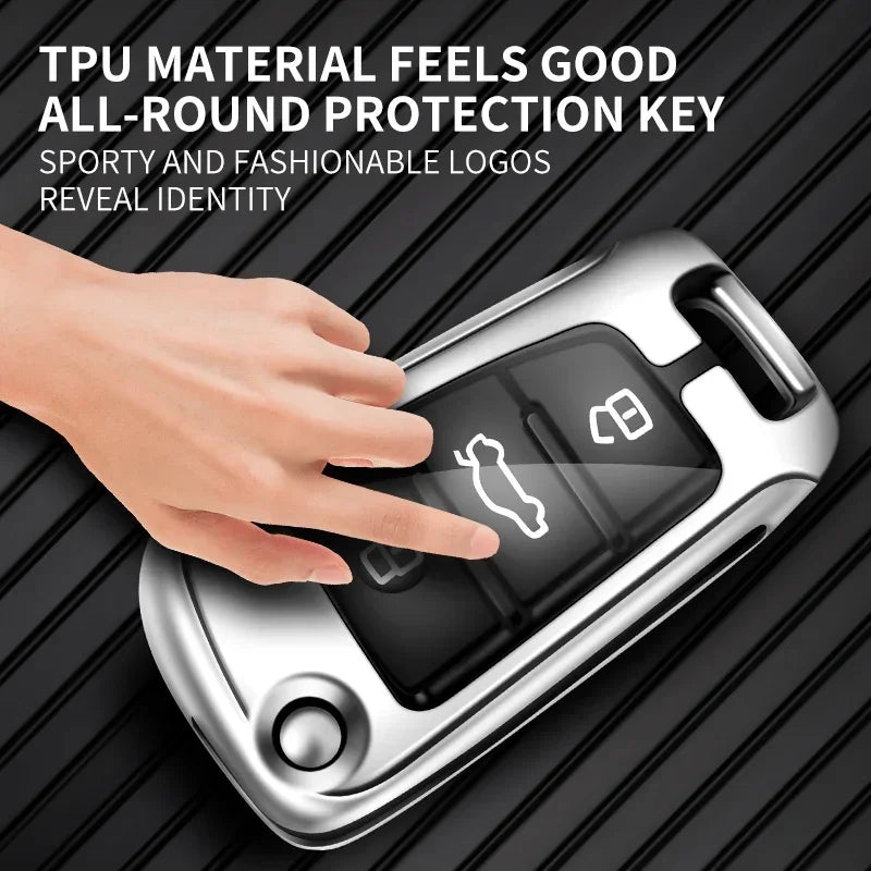 Zinc Alloy Leather Car Key Case Cover For Audi A3 S3 RS3 Keychain