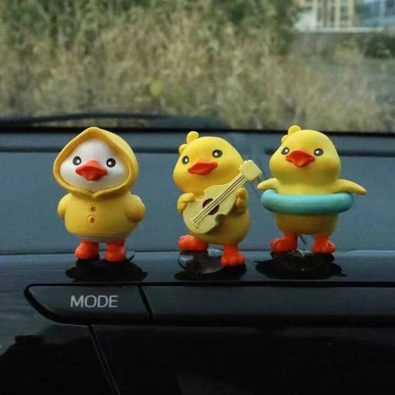3/6pcs Yellow Duck Resin Car Dashboard Ornaments Interior Decor
