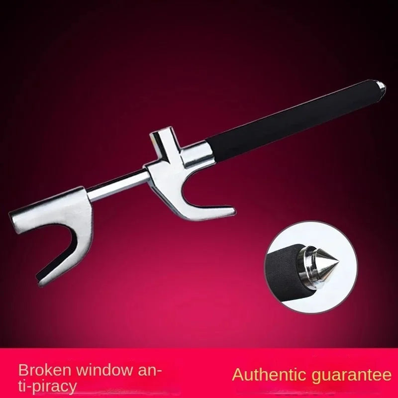 Steering Wheel Lock Anti-Theft Device Adjustable Double Hook Retractable Clamp