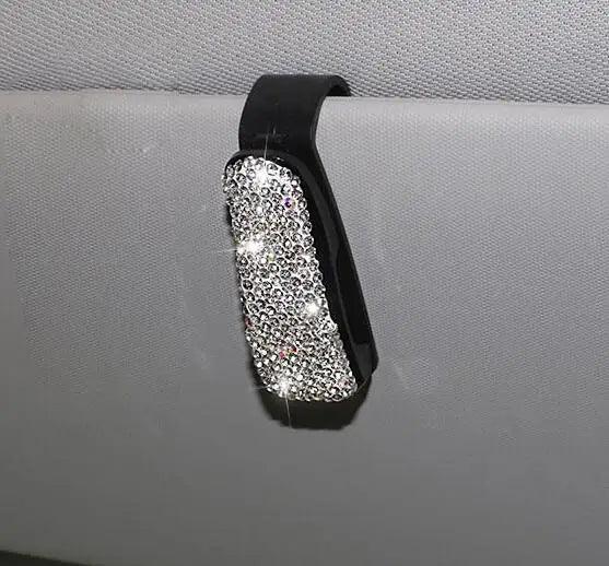 Rhinestone Bowknot Car Sunglasses Holder Visor Mount Clip