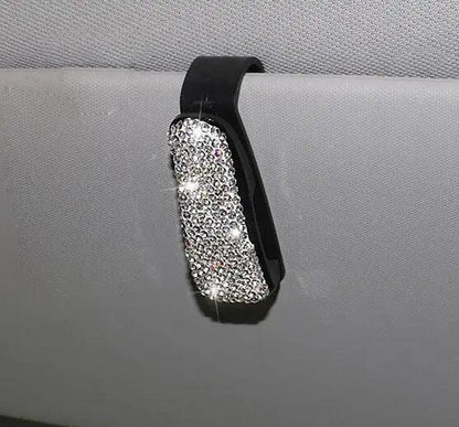 Rhinestone Bowknot Car Sunglasses Holder Visor Mount Clip