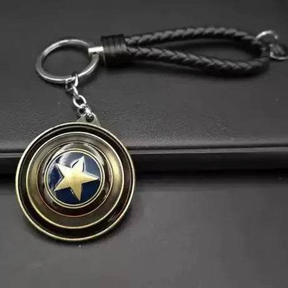 Marvel Avengers Deadpool Captain America Shield Keychain Rotate Relieve Anxiety Toy Keyring Car Bag Key Holder Accessories Gift - si shi