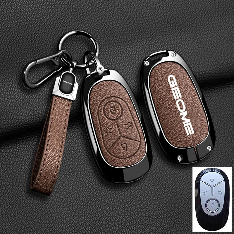 Zinc Alloy Leather Key Case Cover For 2025 Geely Geometry Galaxy