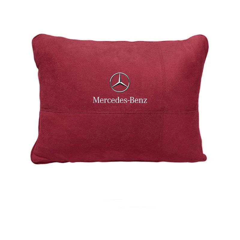 Mercedes Benz Neck Pillow & Lumbar Support Cushion | For A B C E S V R-Class, CLA, GLA, GLB, GLC, GLE, SLK, A45, C43 - Cognac.