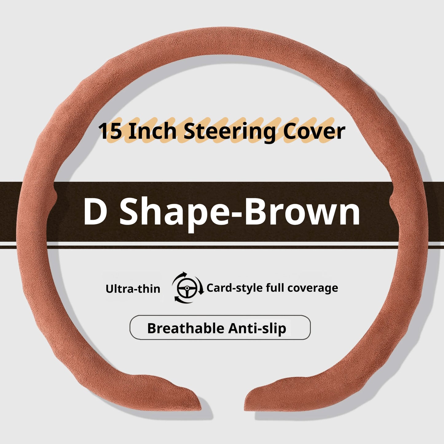 Genesis Ultrasuede Steering Wheel Cover - D Shape / Brown