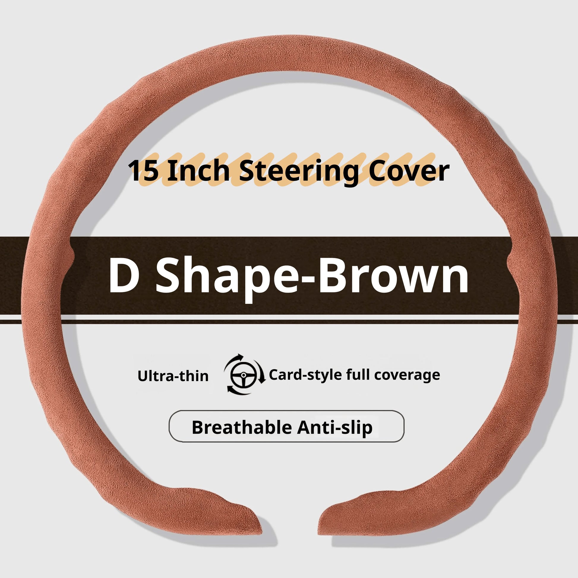 Genesis Ultrasuede Steering Wheel Cover - D Shape / Brown