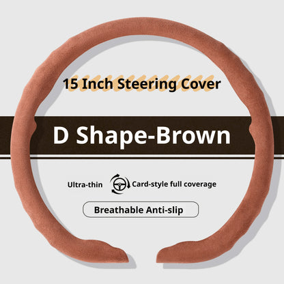 Genesis Ultrasuede Steering Wheel Cover - D Shape / Brown