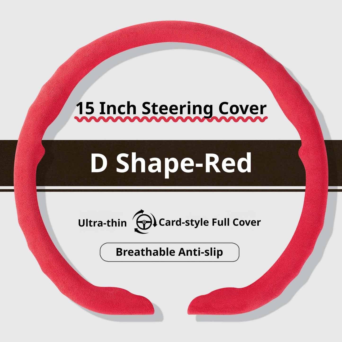 Genesis Ultrasuede Steering Wheel Cover - D Shape / Red