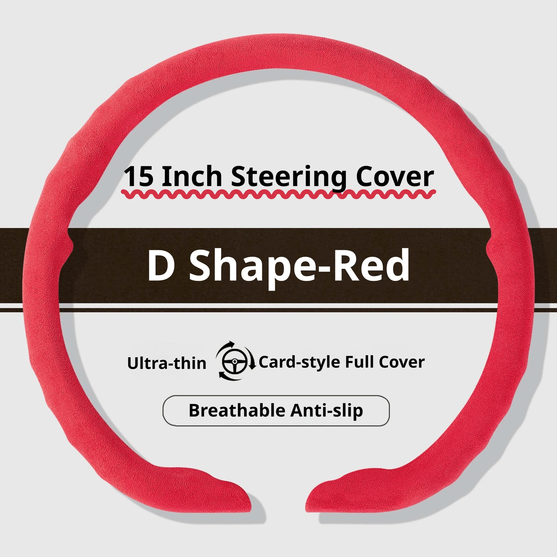 Genesis Ultrasuede Steering Wheel Cover - D Shape / Red