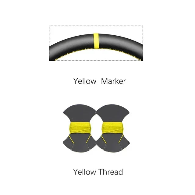 GMC Hand-Stitched Steering Wheel Cover - Round Shape / Yellow Marker