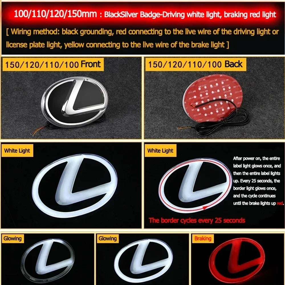 Lexus Illuminated LED Grille Emblem – Front & Rear Glowing Badge