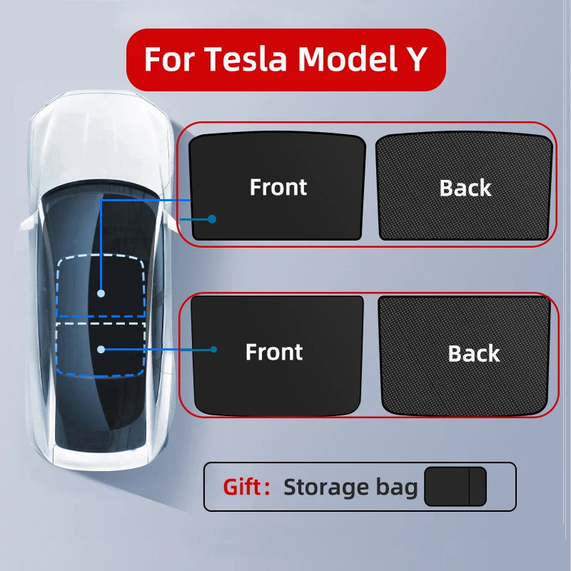 Tesla Model 3 & Y Ice Cloth Roof Sunshade with Snap Buckle Fix