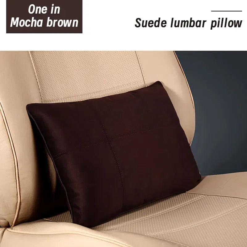 Maybach S-Class Breathable Soft Neck Headrest & Lumbar Support Pillow - Lumbar Mocha