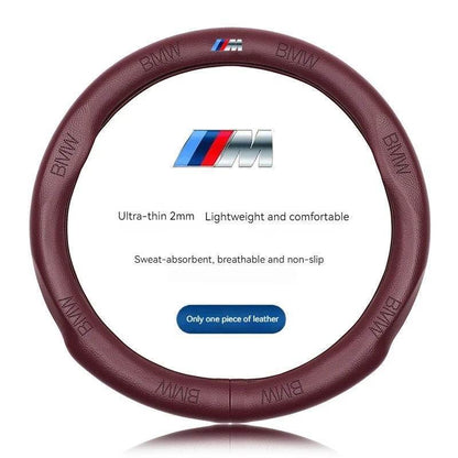 BMW Carbon Fiber Suede Leather Steering Wheel Cover for M Series X1 X3 X5 X6 E39 E46 E87 E90 E92 F10 F15 F25 F30 - BMW Black