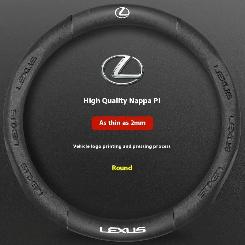 Lexus ES RX NX IS GS Suede Carbon Fiber Steering Wheel Cover - Leather Black