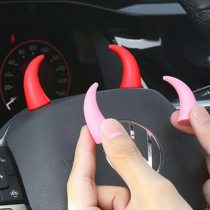 3D Devil Horn Car Interior Stickers – Fun Dashboard & Steering Wheel Decor