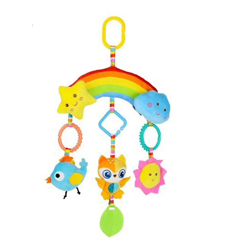 Baby Hanging Rattle Toy – Rainbow Plush Mobile for Stroller & Crib - Elephant