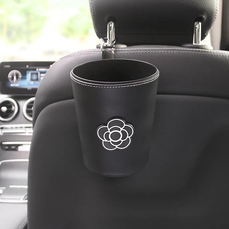 Waterproof Bowknot Car Trash Bin - Headrest Mount Mini Auto Organizer