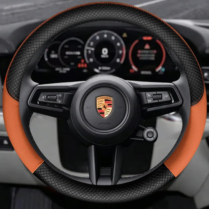 Porsche 8D Nappa Perforated Steering Wheel Cover - Round Shape / Orange