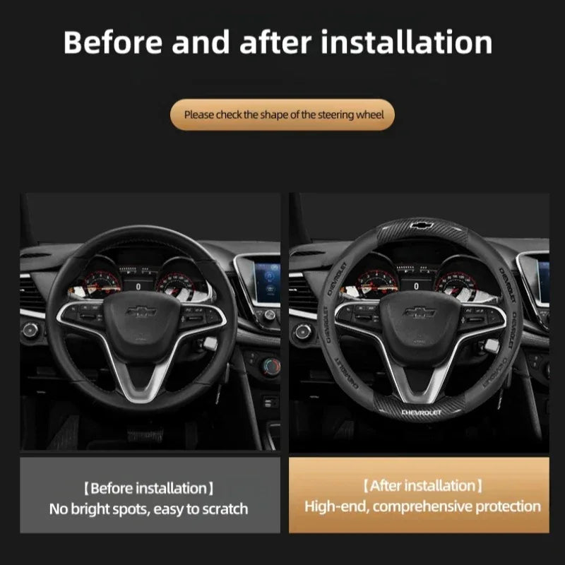 Chevrolet Cruze Silverado Tahoe 3D Embossed Steering Wheel Cover - Round Brown B