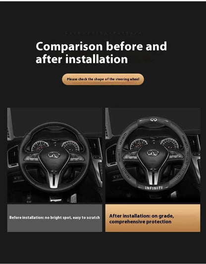 Infiniti Carbon Fiber Leather Steering Wheel Cover - O Leather Red