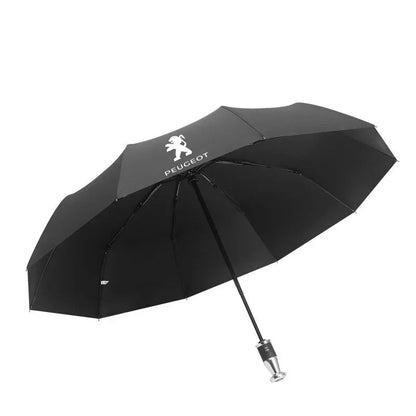 Peugeot 206 207 208 301 307 308 406 408 508 607 2008 3008 4008 5008 RCZ Rifter Car Automatic Folding Windproof Sunshade Umbrella - Black