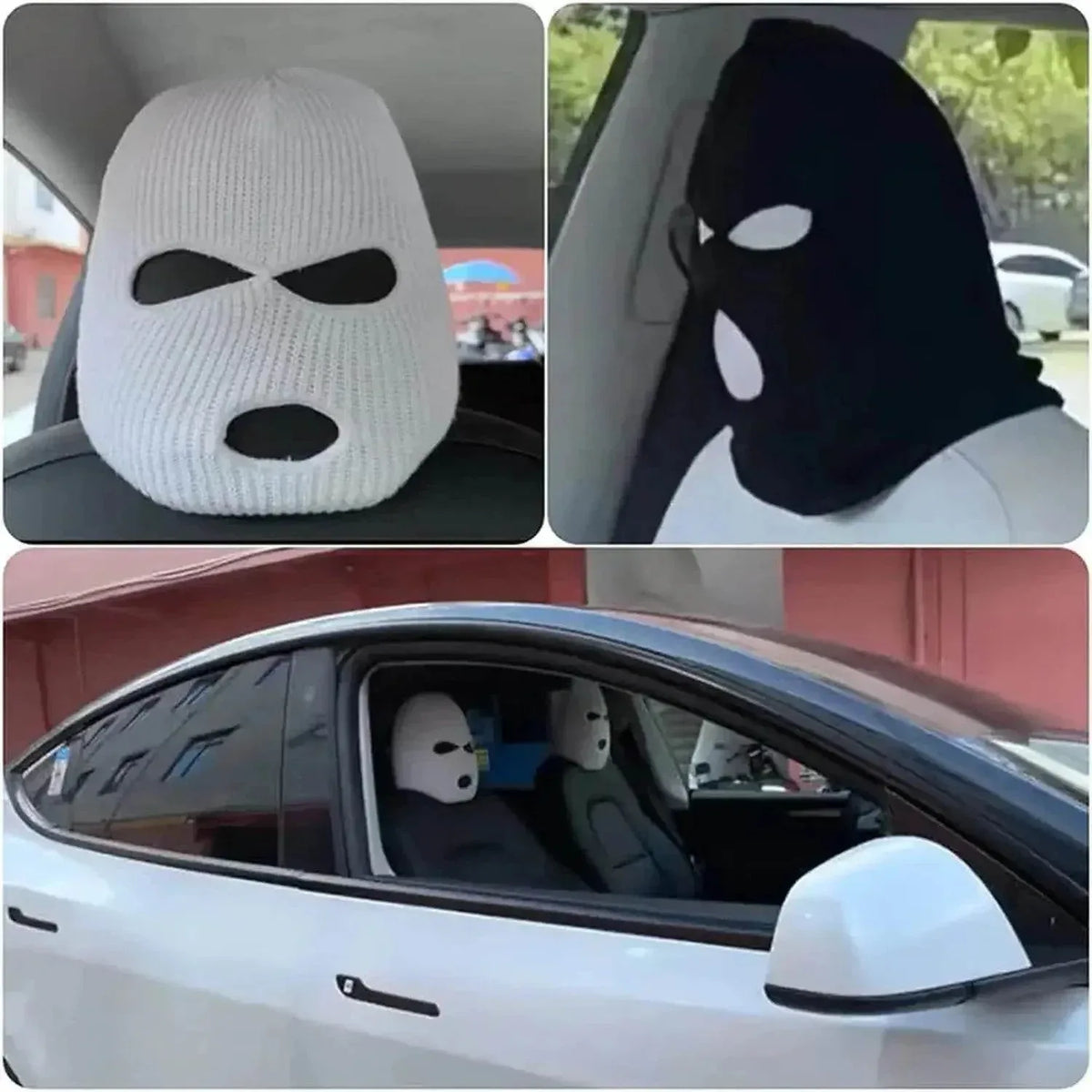Mask Off Car 3-Hole Car Seat Headrest Cover – Full Face Ski Mask Design – Carmoods.com