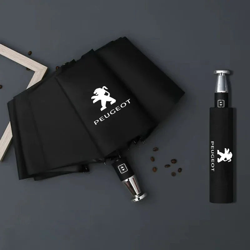 Peugeot 206 207 208 301 307 308 406 408 508 607 2008 3008 4008 5008 RCZ Rifter Car Automatic Folding Windproof Sunshade Umbrella - Blue