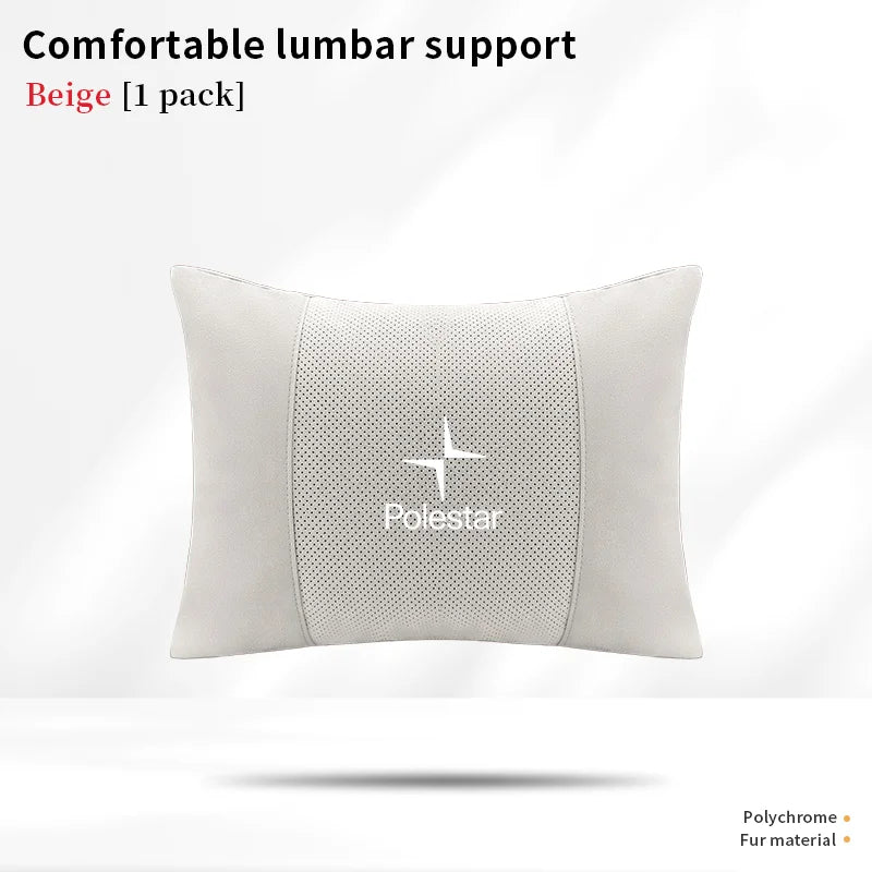 Polestar Car Headrest Neck & Lumbar Support Cushion - Beige-Lumbar