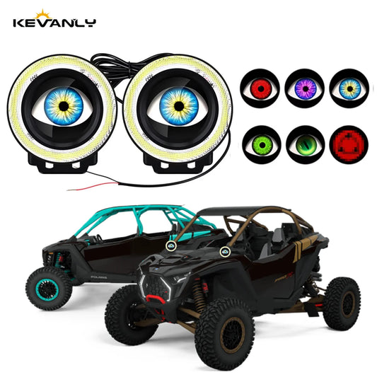 3.5-Inch RGB LED Angel Eyes Halo Ring Fog Lamp with 32/82 Modes